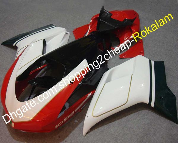 

for ducati 848 1098 1098s 1198 popular motorbike shell 2007 2008 2009 2010 2011 black red white motorcycle fairing kit (injection molding)
