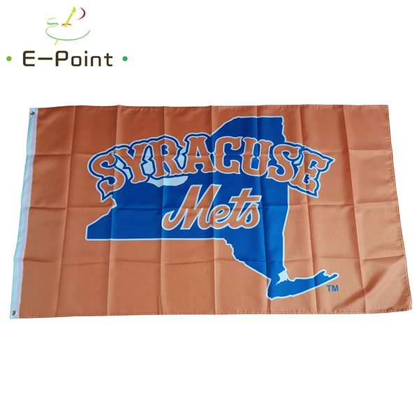 MiLB Syracuse Mets-Flagge, 3 x 5 Fuß (90 cm x 150 cm), Polyester-Banner, Dekoration, fliegender Hausgarten, festliche Geschenke