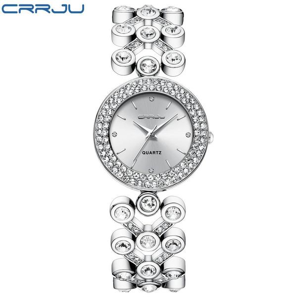 

luxury women watches crrju starry sky female clock quartz wristwatch fashion ladies wrist watch reloj mujer relogio feminino, Slivery;brown