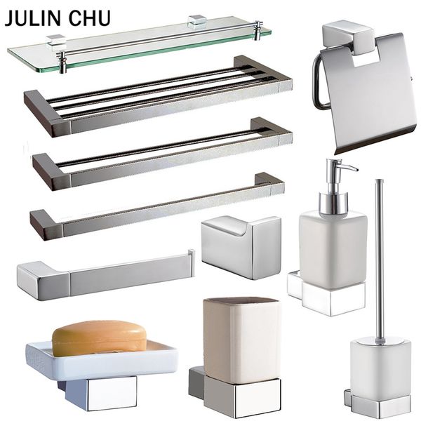 

chrome bathroom accessories hardware sets brass wc toilet brush paper holder towel rack bars shower soap dispenser dish holders