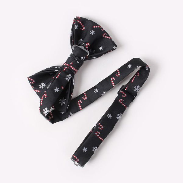 

men christmas bowtie xmas tree candy cane santa claus printed festival holiday, Black;blue