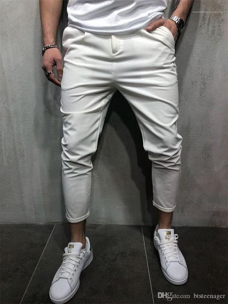 

clothes with pockets casual homme slim trousers mens designer pencil pants fashion solid zipper fly mens, Black