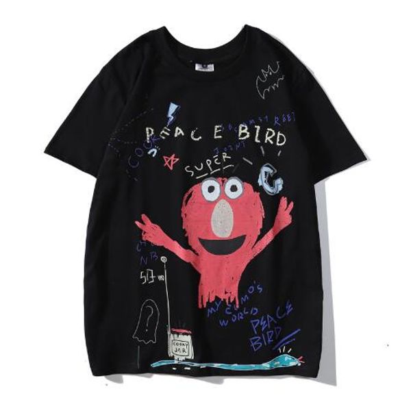 

2019 Men and Women Short Sleeved Designer T-shirt Cartoon Print Graffiti Round Neck Cotton Slim Half Sleeve Tee M-2XL