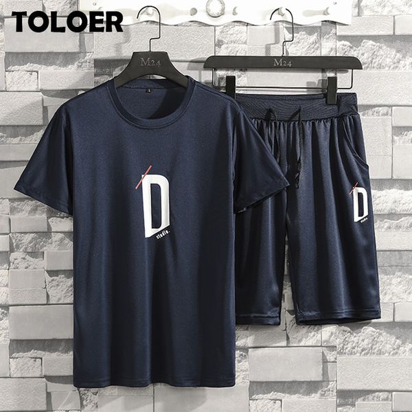 

2020 letter men tracksuit set tee summer 2 pieces sporting track suit male sets printed t shirt shorts set mens track suits, Gray