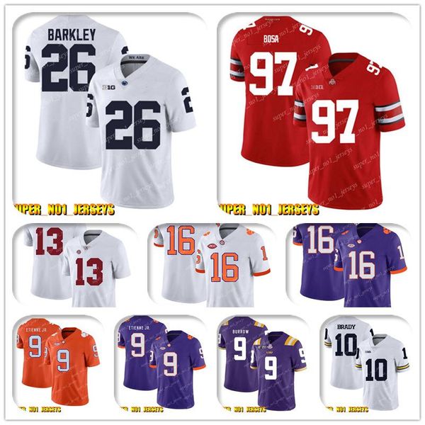 

ncaa 26 saquon barkley 97 nick bosa ohio state buckeyes college football jersey 12 tom brady 87 rob gronkowski 14 chris godwin white, Black;red