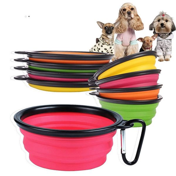 

pet silicone folding bowl pets dog cat feeding bowl portable travel collapsible dog bowl key chain pet food plate t9i0199