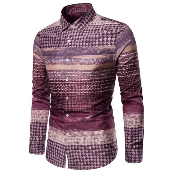 

casual mens shirts ethnic style vintage printing slim long sleeve dress shirt camisa dos homens blusa masculina, White;black
