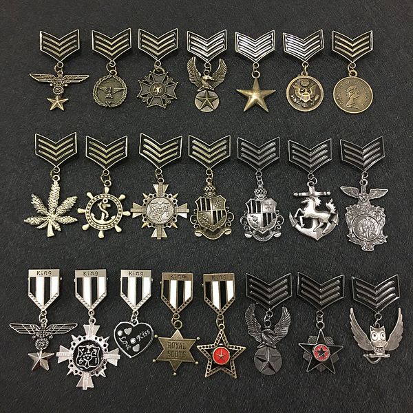 Liebe fünf Sterne Adler Militär Metall Abzeichen Retro Fabri Schulterbrett Abzeichen Armee Pin auf Brosche Medaille handgefertigt