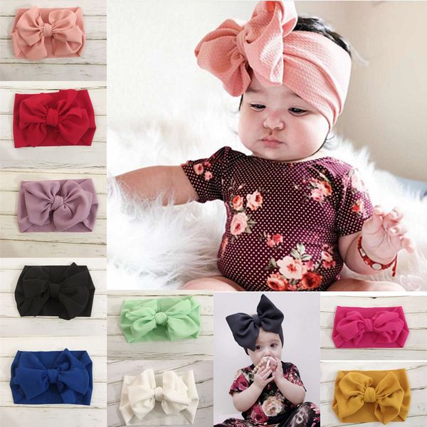 

new europe baby girls diy big bow headband kids elastic bowknot hairband children bandanas head band hair accessory 9 colors 14964, Slivery;white