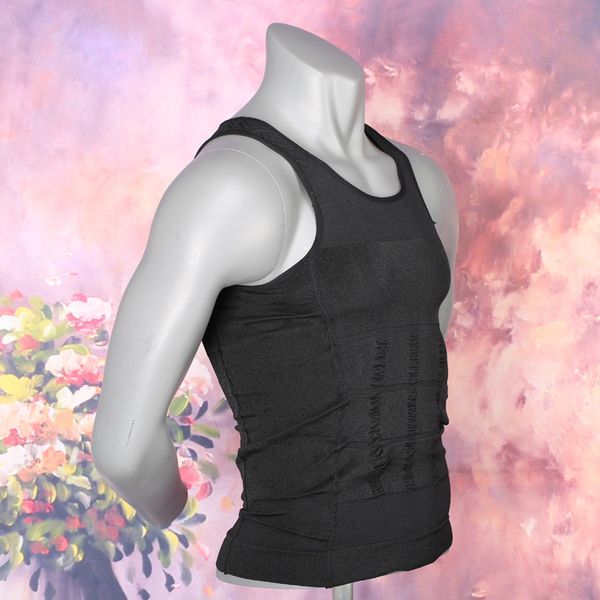 

fashion-mens vest tank slimming body shaper bellly buster underear vest compression tank slimming shirt for men  m l xl xxl, White;black