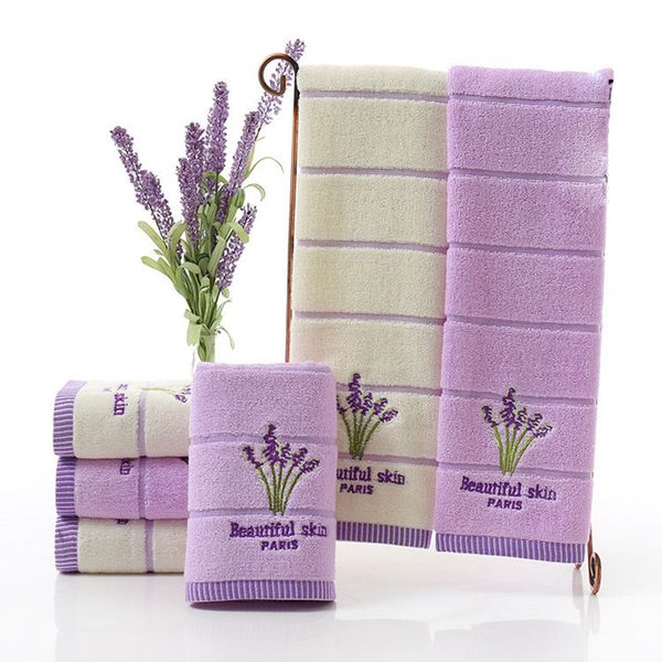 

34*75cm embroidery romantic lavender towels cotton beach towel washcloths for the pool napkins kitchen towel toalha de banho