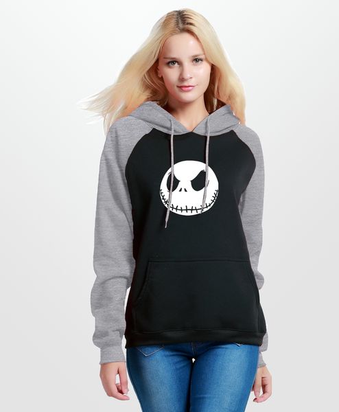 

pumpkin king jack скеллингтона зло улыбнуться мода streetwear марка одежда 2019 осенью зима ватки реглана толстовка для женщин, Black