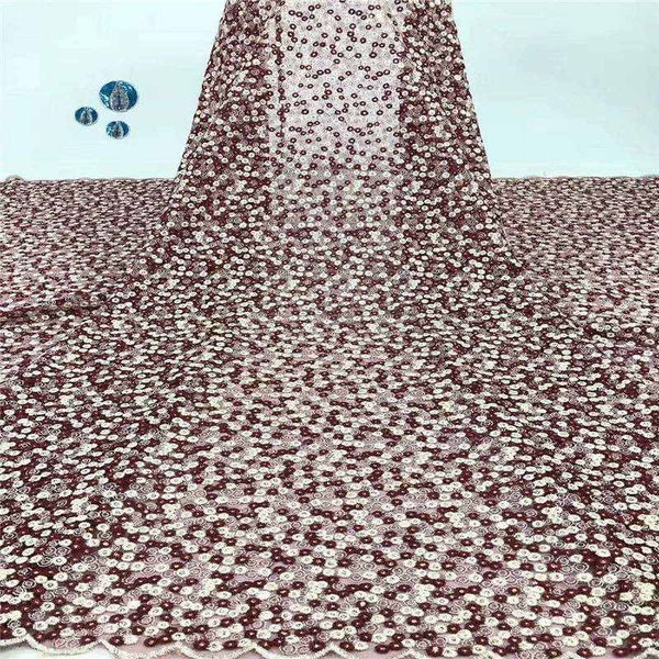 

2019 french nigerian sequins net lace,african tulle mesh sequence lace fabric for party dress 5yards/lot pink, Black;white