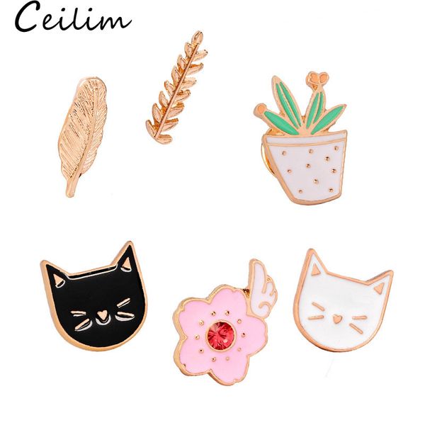 

Cute Cat Брошь Красочной Эмаль Pins Знака для одежды Красочного мультфильма брошь Сукк