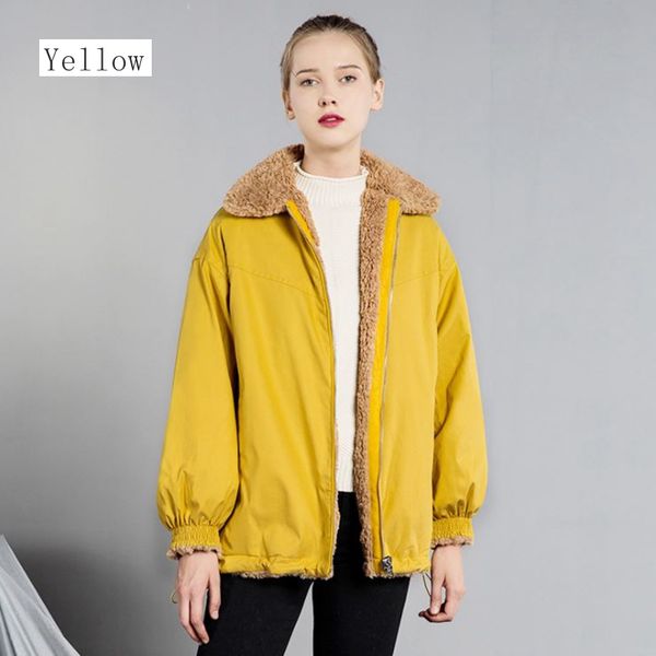 

woolen new style winter female jacket women yellow parker style coats double faced thick woman's clothes autumn pink outercoat, Black