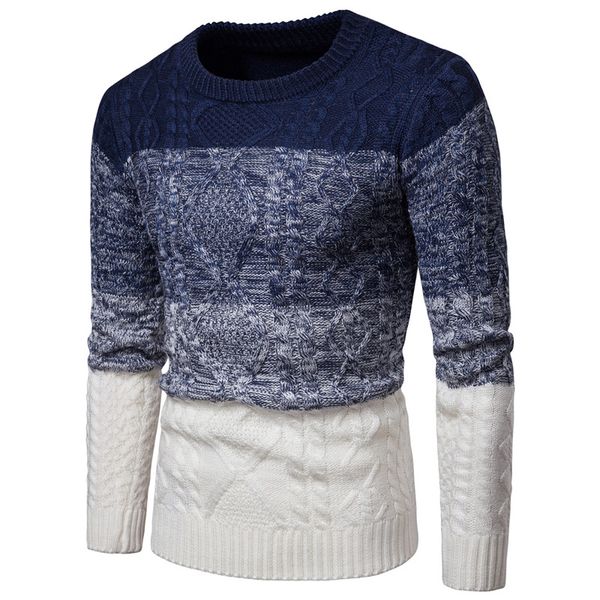

sweater men 2020 fashion gradient color mens knitted sweaters slim fit o-neck long sleeve pullover male casual pullovers r, White;black