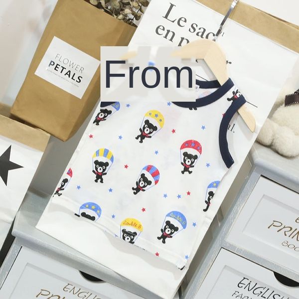 

vest wear 2020 parachute clothing children's clothing cartoon bear parachute printed children's vest top, Blue