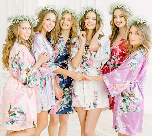 

women pajamas lingerie bride bridesmaid wedding dressing robe gray kimono bath gown large xxxl sleepwear nightgown party gift, Black;red