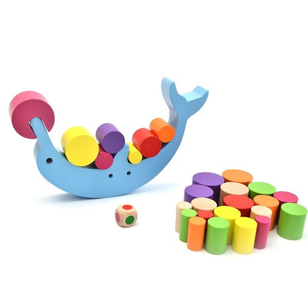 

26pcs big wooden building blocks baby toys over 3 years old balance blocks game colorful intelligence toys for kids with packing box