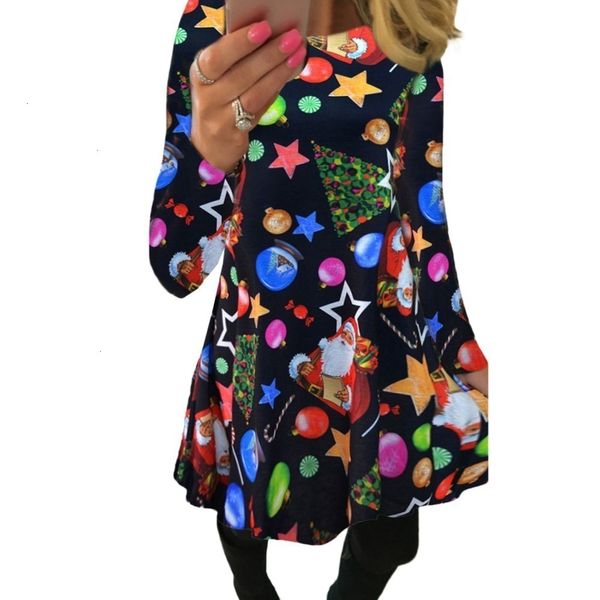 

casual dresses winter autumn christmas dress women plus size print dress midi snowflake long sleeve party dress female designer clothes, Black;gray