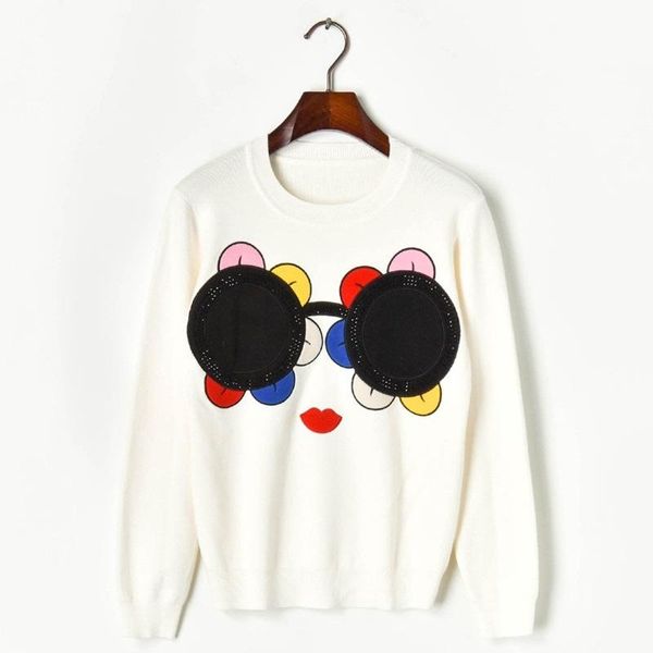 

2019 зима рождество мультфильм солнцезащитные очки женщины свитера и пуловеры runway с длинным рукавом женский kniited перемычка топы одежда