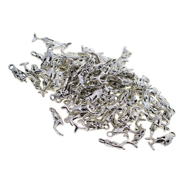 

100x tibetan silver blank mermaid pendant with peg pin diy jewelry making findings for 8mm pearl charms, Black