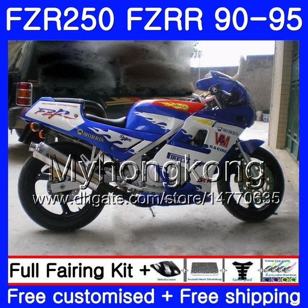 FZRR250 Per YAMAHA FZR-250 1990 1991 1992 1993 1994 1995 250HM.24 FZR 250 FZR250R FZR 250R top bianco blu FZR250 90 91 92 93 94 95 Carenatura