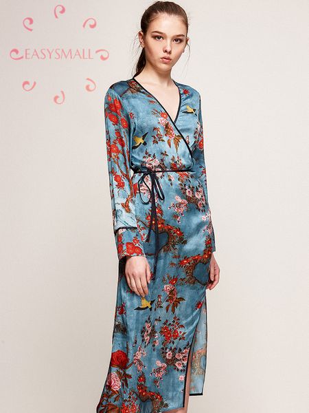 

easysmall bathrobe morning gown female bride summer thin silk silk pajamas satin nightgown spring and autumn, Black;red