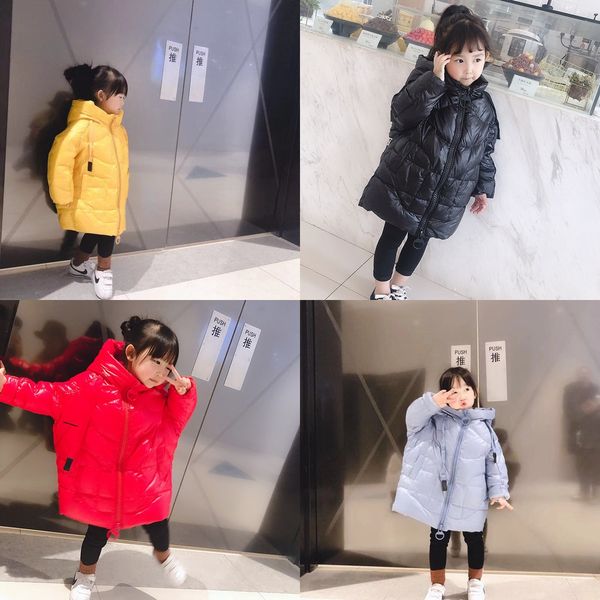 

2020 down jacket boys and down jacket children's coat girls midi thickened winter clothing embroidered children's clothing coat, Blue;gray