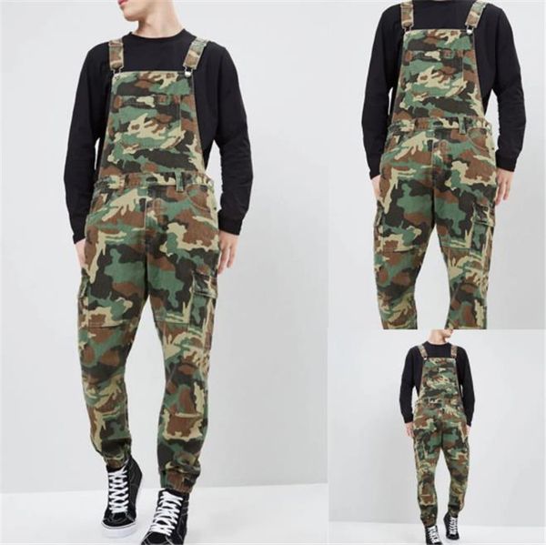 

mens designer pants camouflage denim mens overalls designer printed jeans jumpsuits fashion slim male long pants, Blue