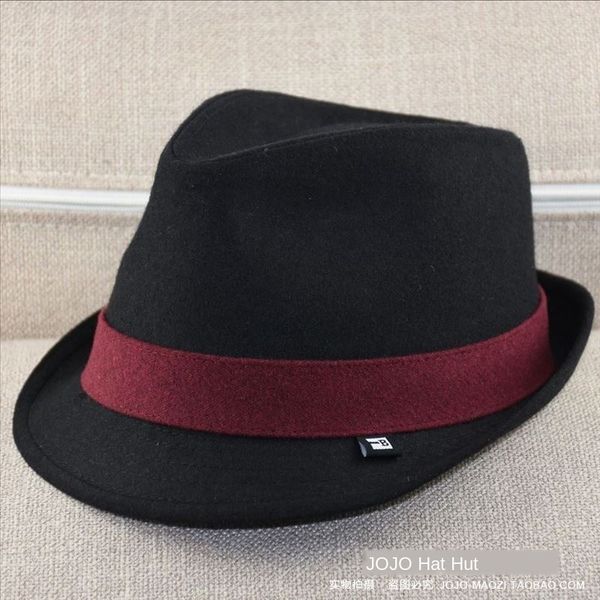 

british style woolen jazz wo wool big head men's hat gray boutique couple fashion women's hat, Blue;gray