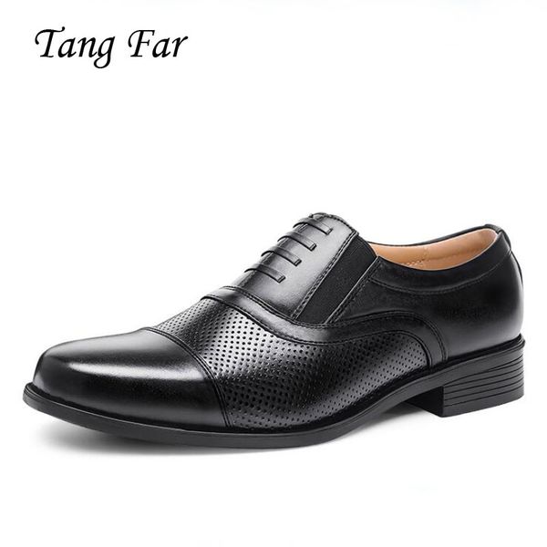 

2019 cool sandals men plus size holes sergeant shoes mature men's leather officer dress shoe sandal sandales hommes, Black