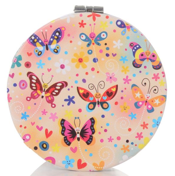 

lovely makeup mirror compact cosmetic makeup round pocket purse double sides mirror with butterfly picture