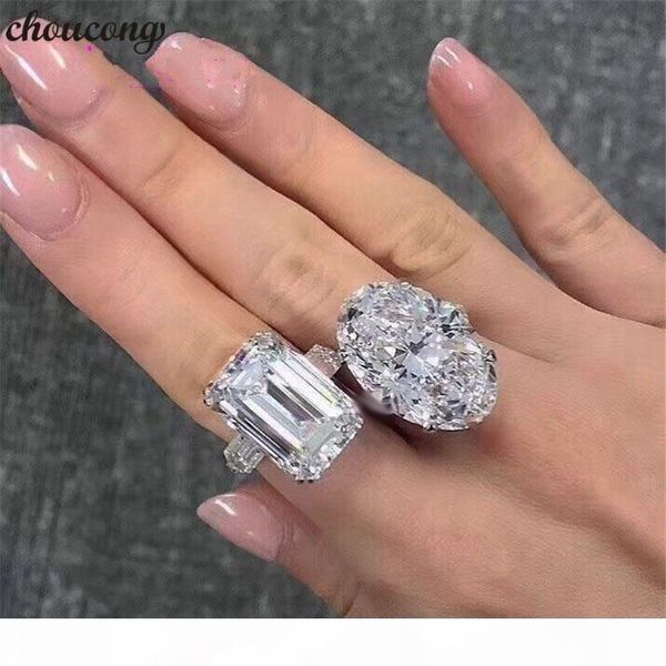 

choucong luxury promise ring real 925 sterling silver diamond engagement wedding band rings for women fine jewelry, Slivery;golden