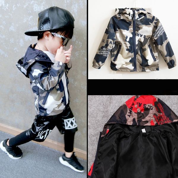 

boys' camouflage coat 2020 thin children's 2-12 years old boys jacket jacket' fashionable baby jacket, Blue;gray
