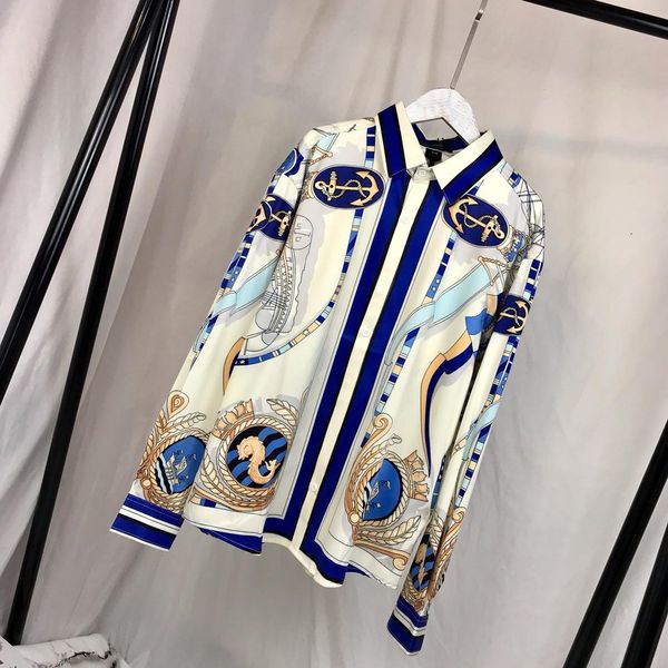 

19fw luxurious brands design vers shirt short sleeve fashion full print breathable men women lovers clothes casual outdoor shirt, Gray;blue