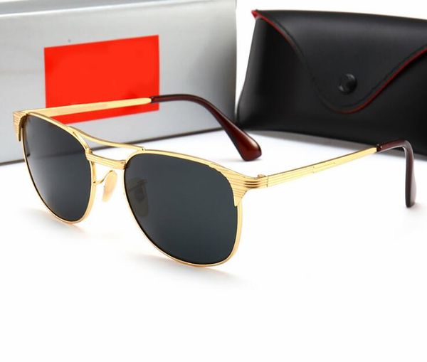

brand designer vintage pilot men women 58mm 62mm uv400 aviation mirror mirror glass lens sunglasses with cases driving 3429, White;black