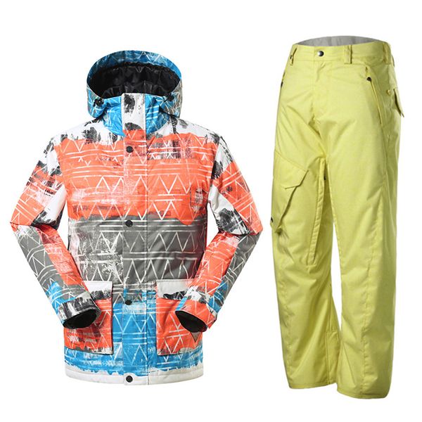 

gsou snow men's winter outdoor windproof keep warm snowboard ski jacket+pants set ski suit waterproof camping hiking sets