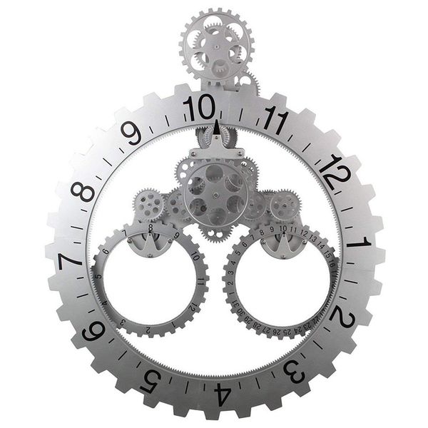 

diy large mechanical style gear elements quartz movement wall clock decorative modern steampunk big month/date/hour wheel clocks