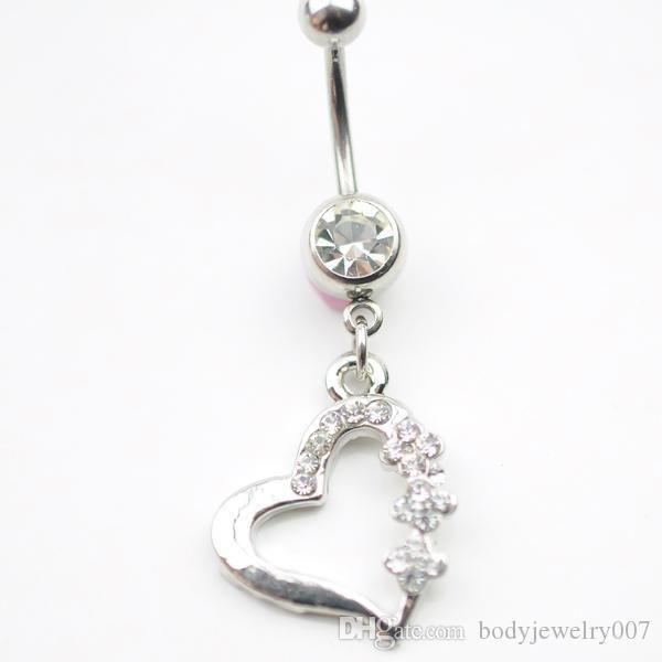 

d0128-3 ( 4 colors ) the heart styles 047-01 belly button navel rings with mix colors piercing body jewelry navel belly ring, Silver