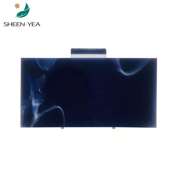 

2020 новое прибытие бумажник стильная сумка элегантная дама акрилового вечерние сумки урожай мрамор синий цепи чернилами мило сцепления коше