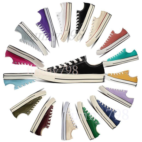 

1970s brand new 20 colors all size 35-44 high sole star low classic canvas shoe sneakers men women casual shoes5c65#, Black