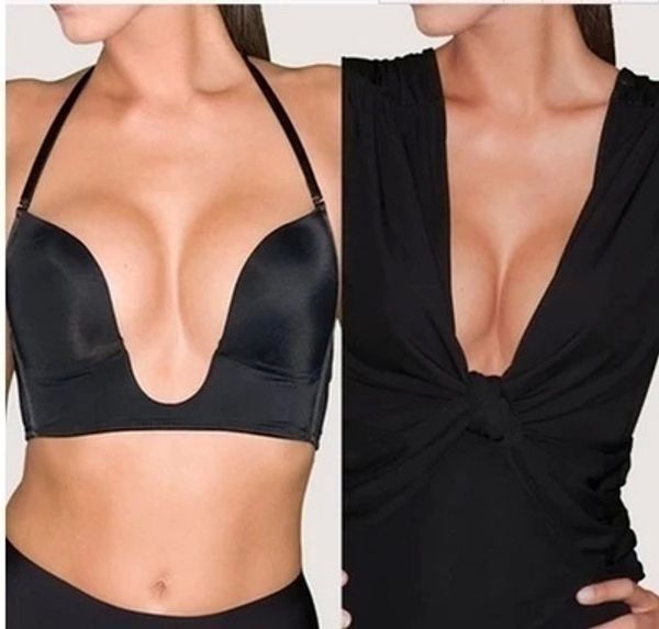 

новый глубокий u плунге бюстгальтер невидимый бюстгальтер racerback push up bra a b c d cup для формальных платье для свадьбы, Red;black