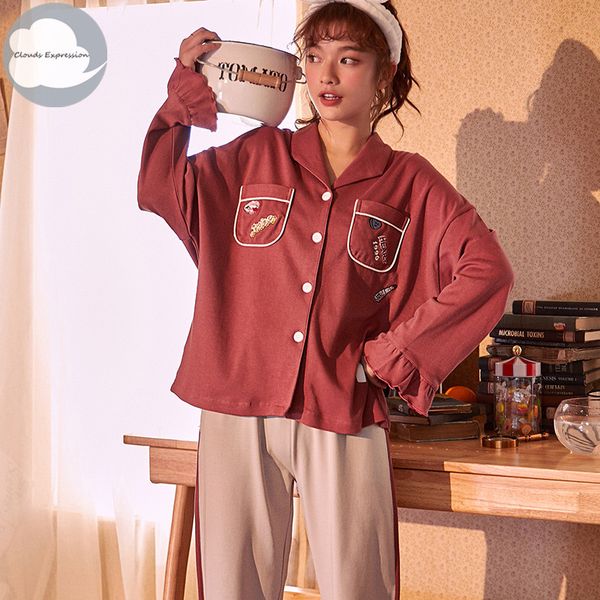 

осень новый 100% хлопок с длинными рукавами пижамы элегантные женские пижамы наборы дамы пижамы ночные рубашки повседневная гостиная домашня, Blue;gray