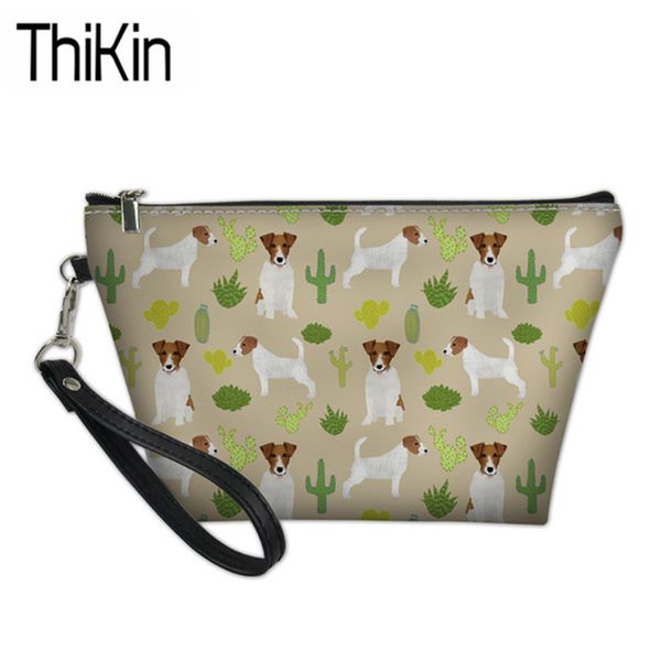 

thikin women's cosmetic cases jack russell terrier printing make up bags ladies portable wash kit bags for females make up box