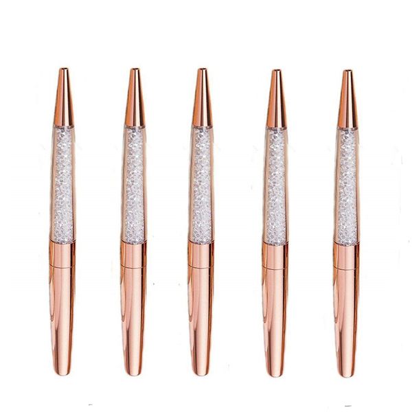 

rose gold pen bling rhinestone pens fine black ink pen-6 pack and 6 extra refills (rose gold metal pen 6 pack, Blue;orange