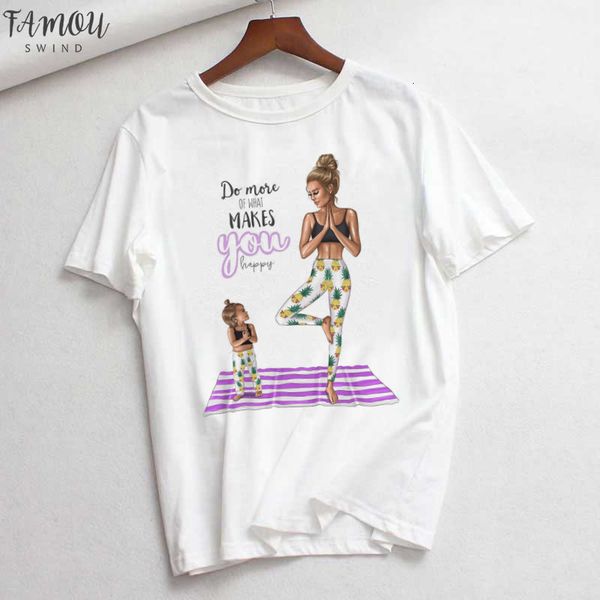 

тенниска женщина в снеге супер мама целует ребенок tops ulzzang стиль thin раздел tshirt повседневной streetwear футболка, White
