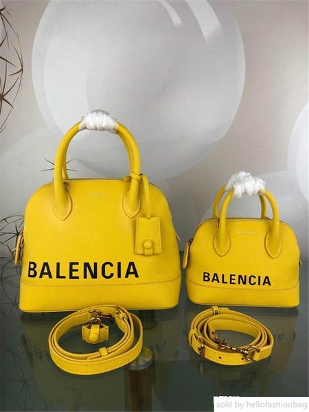 

new goods ville m yellow black logos leather medium handle tote shoulder bag