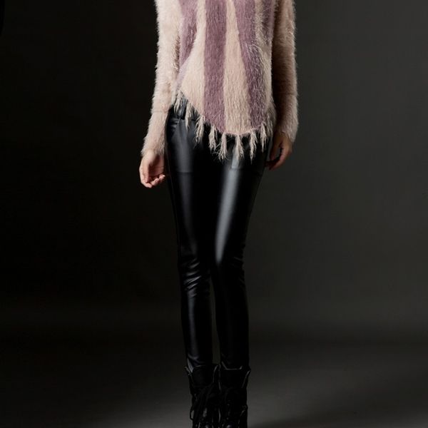 

s-5xl autumn winter fashion faux leather pants women plus size high waist black velvet trousers ladies skinny slim pencil pants, Black;white