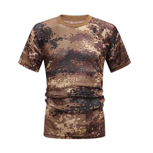 

camouflage short-sleeved t-shirt loose breathable quick dry men and women compression shirt body building 2019, Black;red